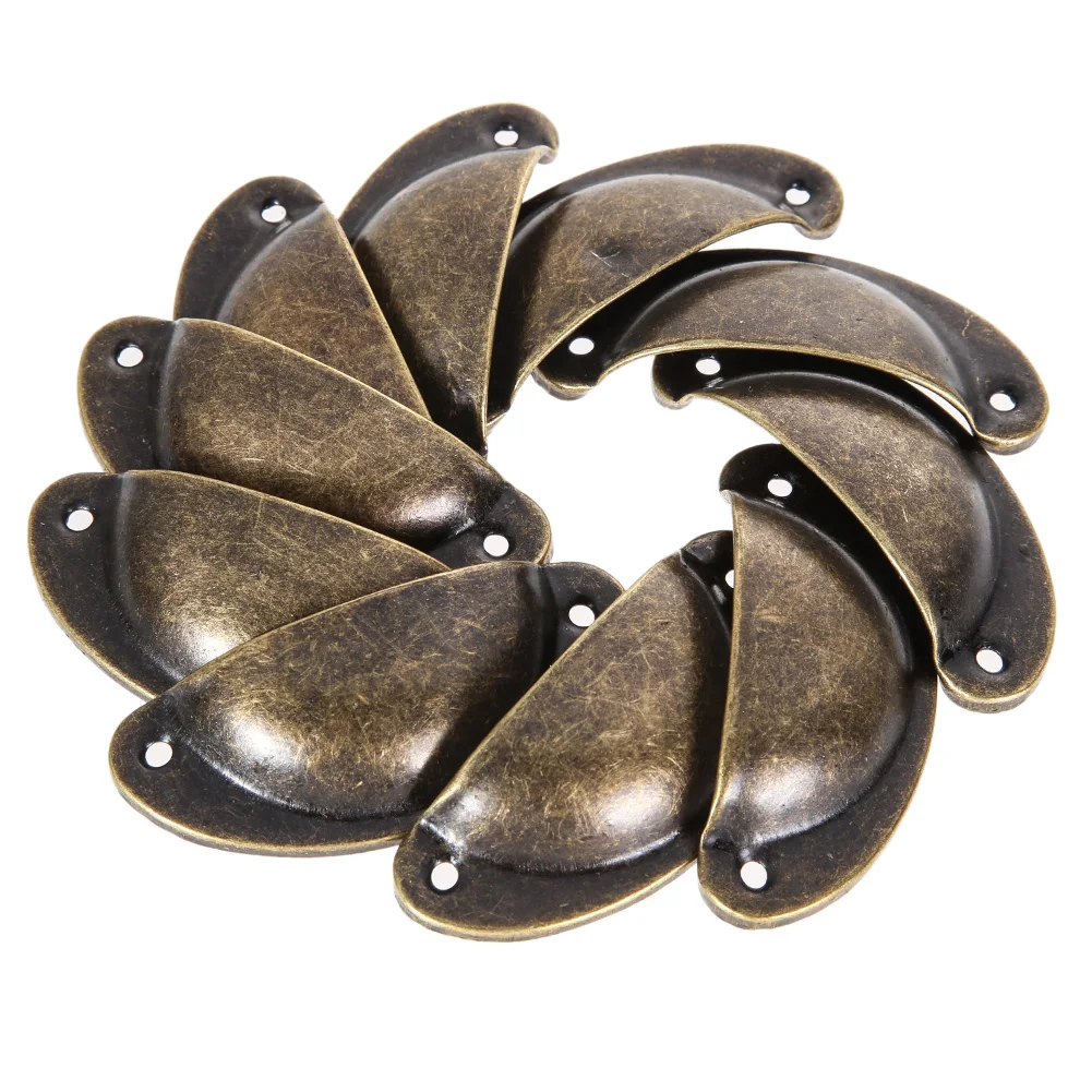 10pcs Antique Shell Pull Handle Retro Metal Kitchen Drawer Cabinet Door Handle Antique Brass Cupboard Knob Furniture Shell