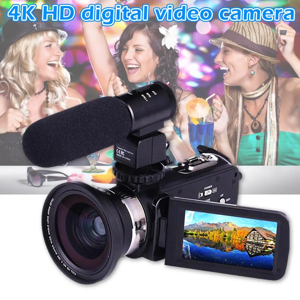 Горячая 4 K WiFi Ультра HD 1080 P Цифровая видеокамера DV с объективом + микрофон Прямая доставка