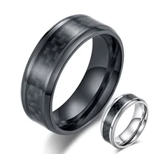 Трендовое кольцо из нержавеющей стали и углеродного волокна черного/серебристого цвета, мужские ювелирные изделия, мужские аксессуары