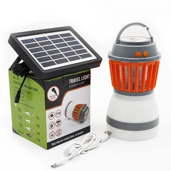 

Portable LED Camping Light Mosquito Killer Lamp With Solar Panel USB Charging Pest Repeller Outdoor for Garden Hiking Home Use
