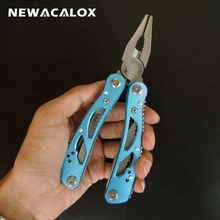 NEWACALOX Outdoor Multitool Pliers Folding Hand Multi Tool Mini Pocket Knife Fold Screwdriver Set Repair Survival Pocket Fishing