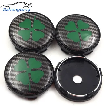 

Gzhengtong 4pcs 60mm for Alfa Romeo Giulia Stelvio Quatrefoil Green Carbon Fibre Car Wheel Center Hub Cap Wheel Dust-proof Caps