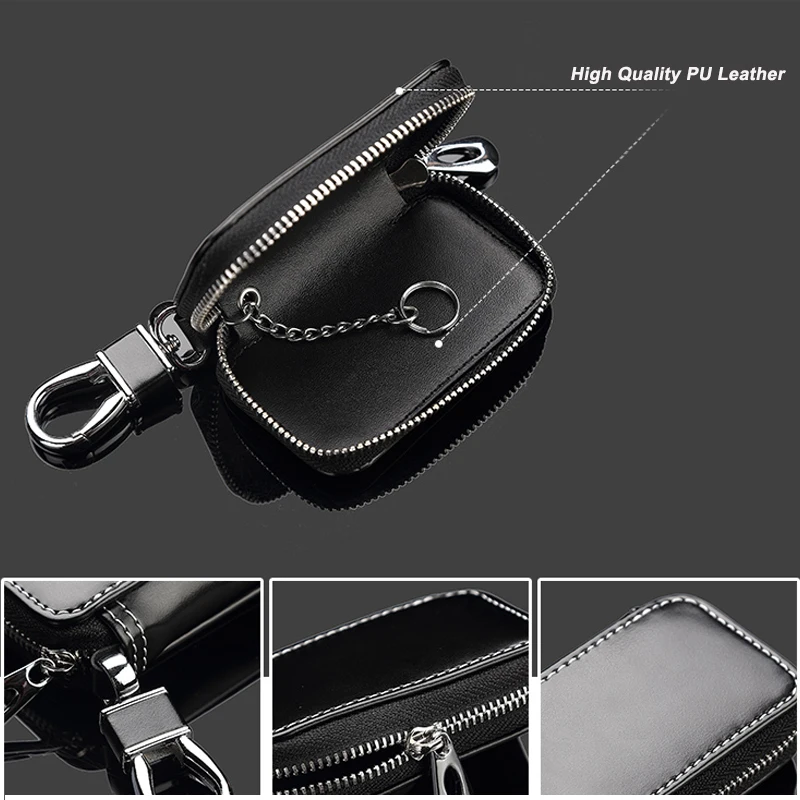 

1 Pcs PU Leather Car Remote Controller Key Bag Auto Key Holder Case Chain Wallet for BMW Toyota Benz LADA Car Accessories
