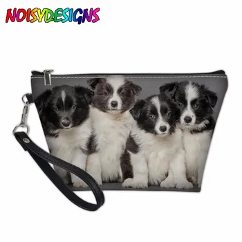 

Women Make Up Bag Girls Cosmetic Bag Animals Border Collie Makeup Case Box Organizers Ladies Travel Accessories Wash Beaut Kit