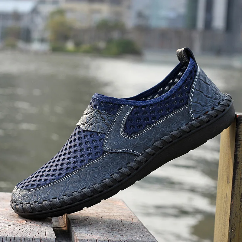 Sneakers Men Summer Shoes Black Mesh Men Shoes Outdoor Slip on Loafers ...