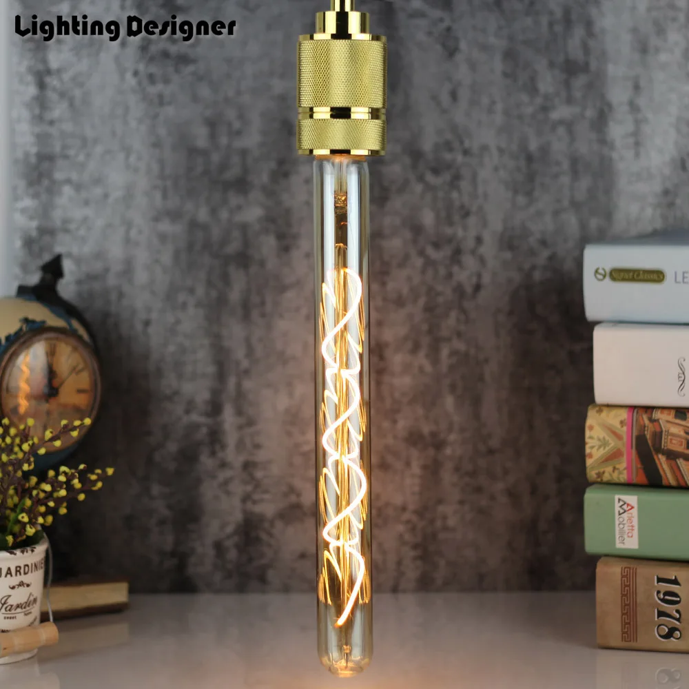 

T28 T300mm T9 tube Edison bulb E27 bar dimmable led bulb spiral holiday light 220V 4W novelty filament lamp christmas decoration