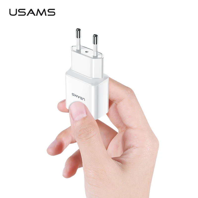 

USAMS Mini 2 USB Phone Charger 2.4/2.1A Smart Fast Charging Mobile Phone USB Charger for iPhone X Samsung Travel wall charger EU