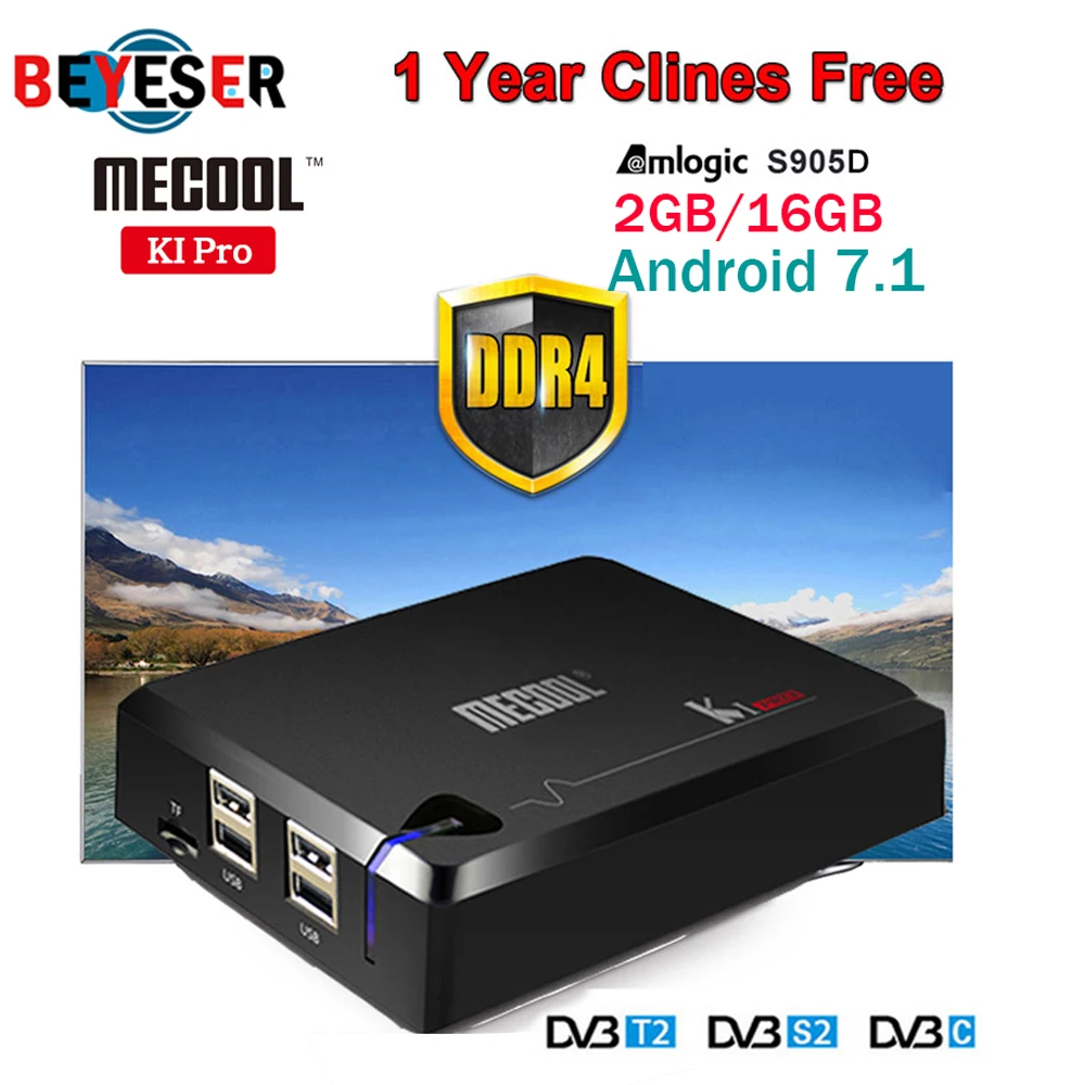 

KI PRO Amlogic S905D Android 7.1 Hybrid TV Box DVB-T2/S2/C Quad Core 64 bit 2G 16G K1 PRO Set Top Box Support cline NEWCAMD