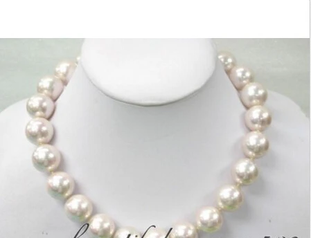 

FREE shipping>>> >>n384 BEST 16mm round white seashell pearl necklace 6.07
