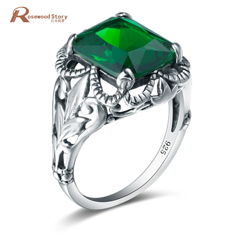 

Newest Design Unique Square Shape Green Birthstone Ring For Friend Christmas Gift Best Selling 925 Sterling Silver Jewelry