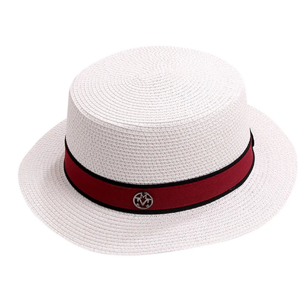 Новинка, летняя соломенная шляпа, Женская Солнцезащитная шляпа, плоская подошва, Пляжная, праздничная, складная, мужская, солнцезащитная, модная, для путешествий, Vsior, шапки# P3 - Цвет: Белый