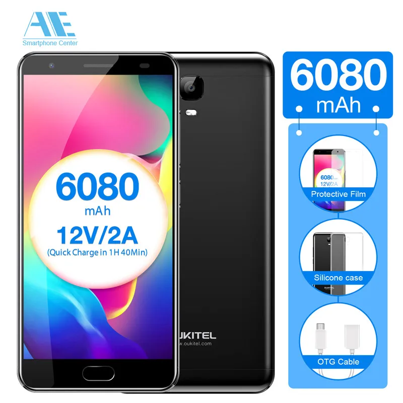 Oukitel K6000 Plus 4G RAM 64G ROM Cellphone MTK6750T Octa Core 6080mAh Android7.0 Smartphone 5.5&quot FHD Screen LTE Mobile Phone |