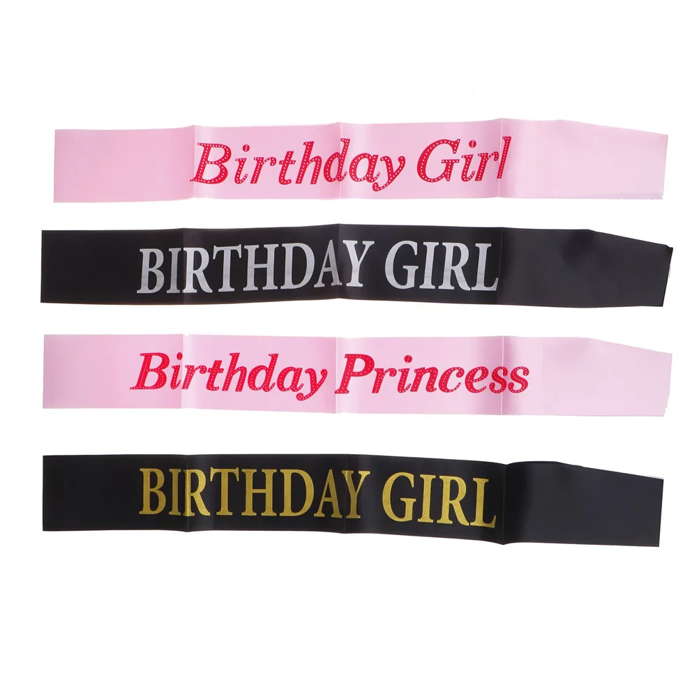 Лидер продаж, 1 шт., розовая лента для дня рождения, женские повязки для девочек принцессы, черный подтяжки, повязка для дня рождения, вечерние аксессуары