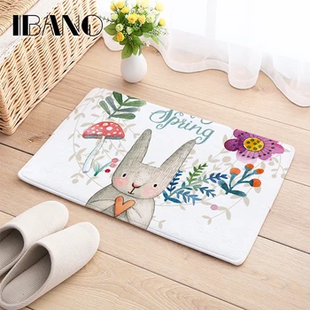 

Bathroom Mat Cute Rabbit Printed Bathroom Kitchen Carpets Doormats Floor Mat for Living Room Anti-Slip Tapete