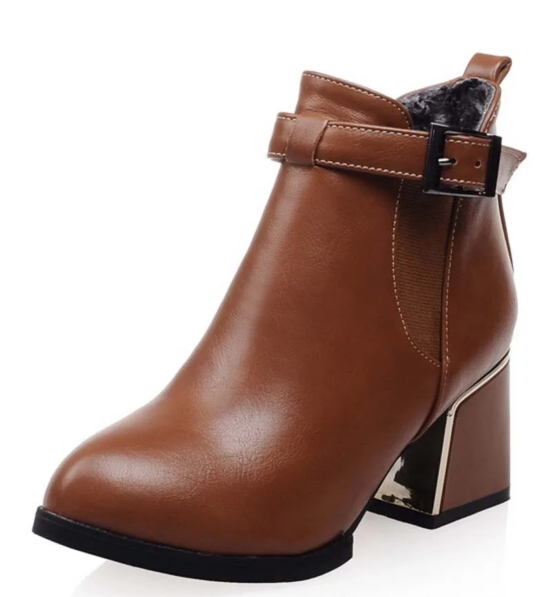 

new size 34-43 Sexy Women Buckle Shoes Winter boots Short Snow Casual Motorcycle boots High Heels Platform Ankle Boots