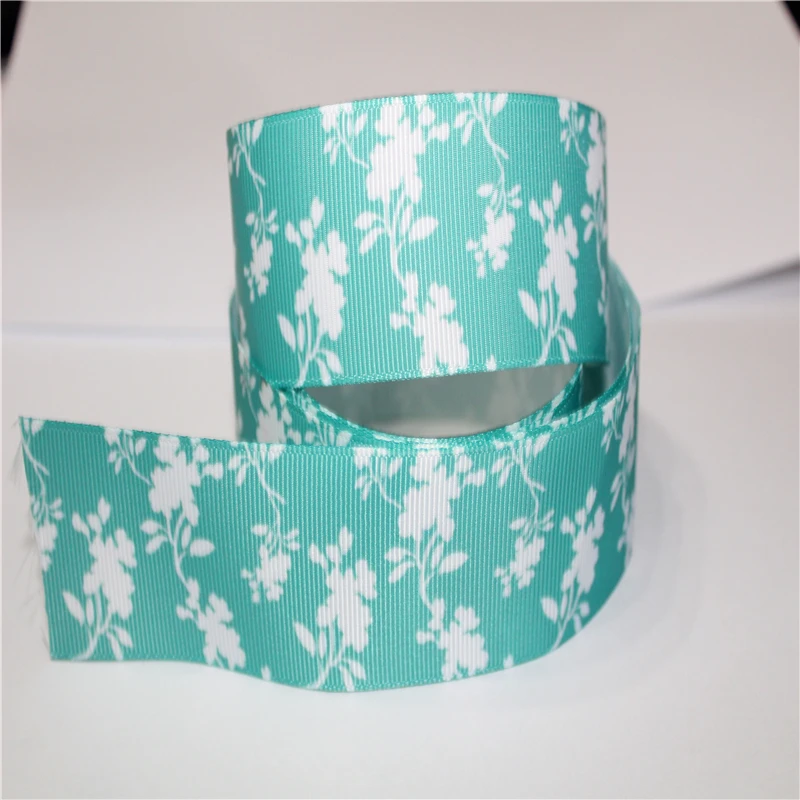 16 25 38 50 75mm width floral Ribbon Flower Printed polyester Grosgrain Ribbon or Satin Ribbon