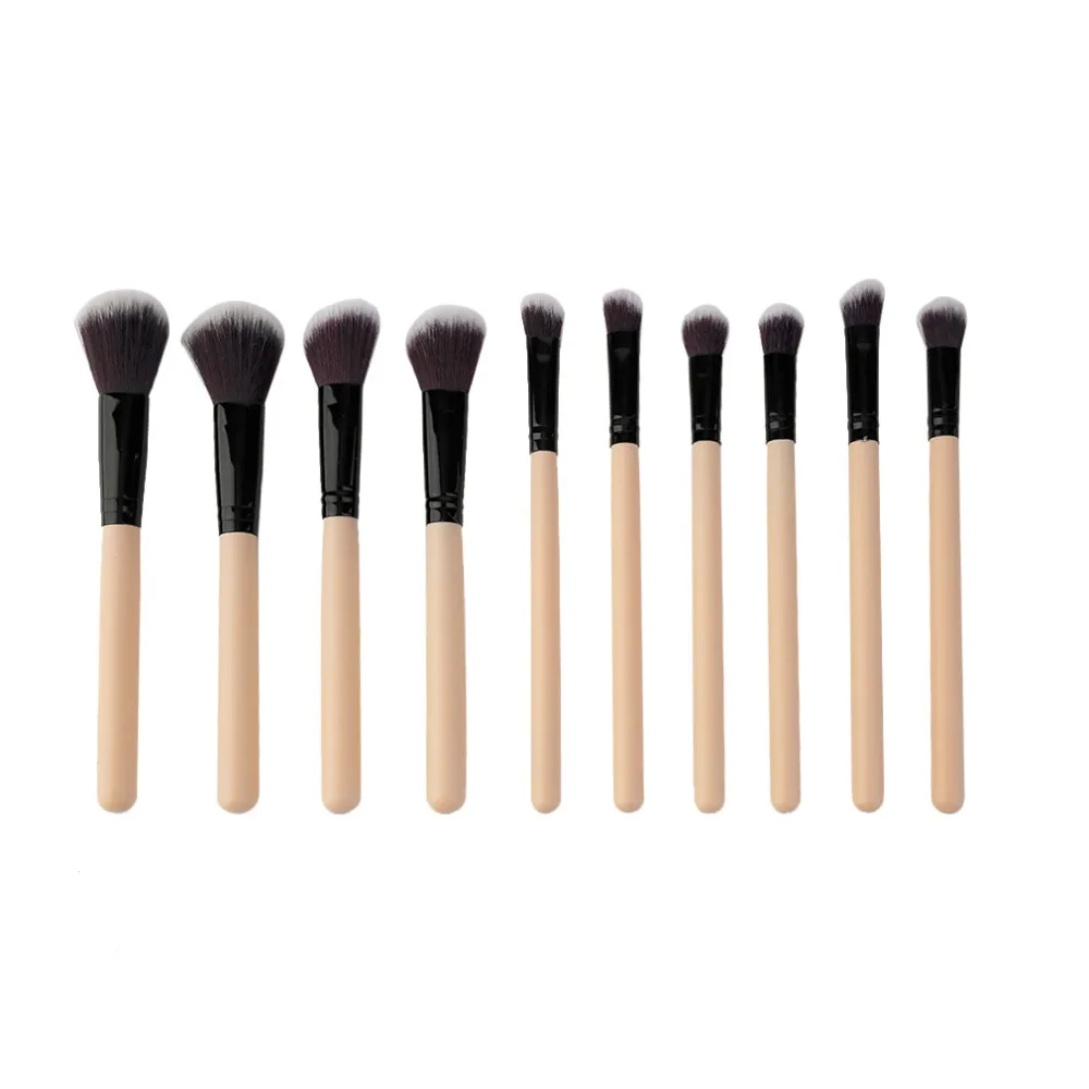 

10pcs/set Professional Dual Color Facial Makeup Brushes Kit Nylon Hair Eye Shadow Foundation Brush Wooden Handle Make up Brushes