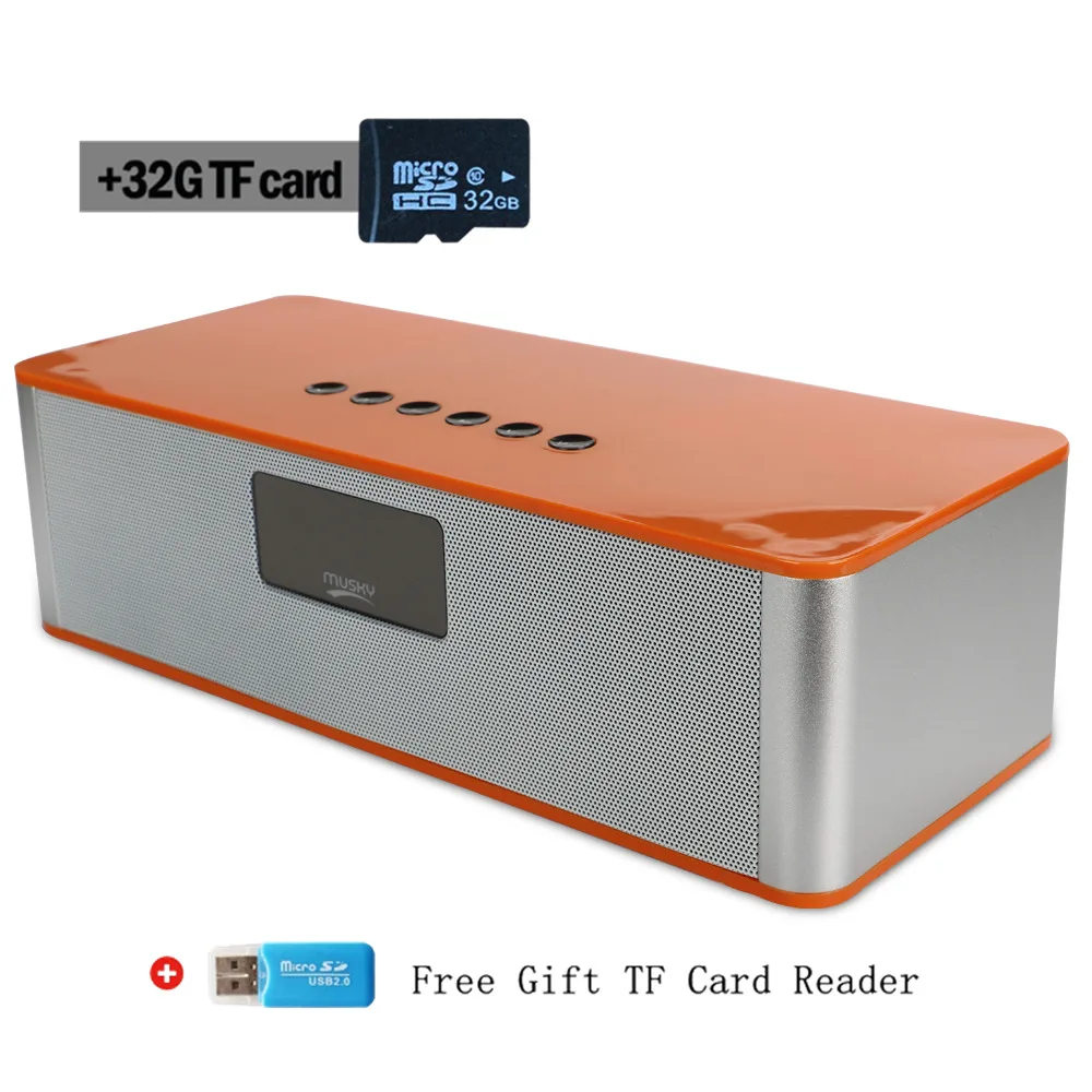 Orange plus 32G TF Dbigness динамик мини Bluetooth Hifi беспроводной стерео бас большой Мощный сабвуфер Поддержка USB AUX TF FM радио встроенный микрофон Boombox - Цвет: Orange plus 32G TF