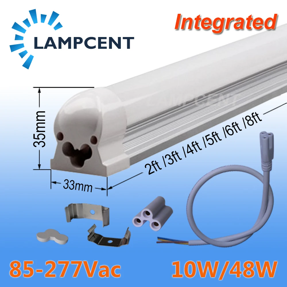 

15-50PCS/Pack 2ft 3ft 4ft 5ft 6ft 8ft T8 Integrated Tube 10W 48W T8 LED Shop Light Fixture