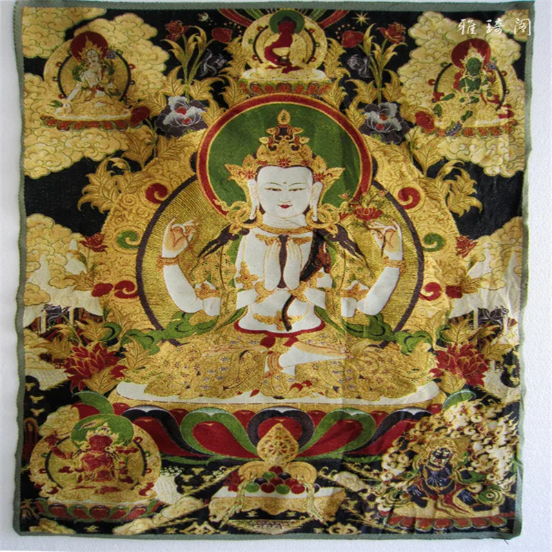 EASTCODE Cuadro Coleccionable Tradicional Tibetano Budismo en Nepal Thangka de Buda Pinturas Gran Tamaño Budismo de Seda Brocado 
