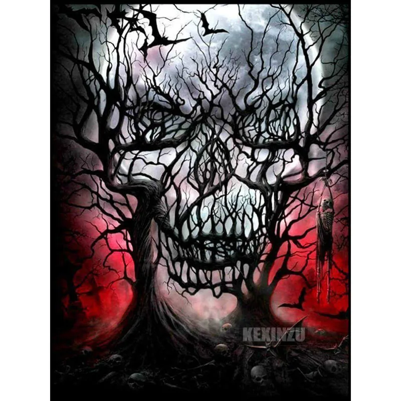 

5d Diamond Embroidery -Horror ghost- Full Square Diamond Mosaic Diamond Painting Picture Rhinestone Landscape Home Decoration