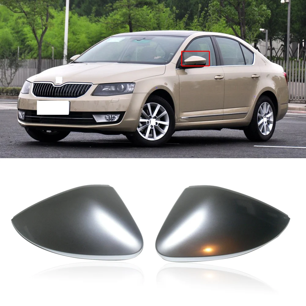 

CAPQX 1Pair For Skoda Octavia 2014-2018 Silver Chrome Outside Rearview Mirror Trim Cover Side Mirror Housing Cap Garnish Shell