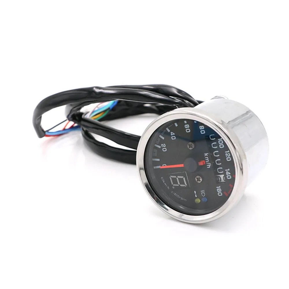 Серебристый DC 12V мотоцикл спидометр тахометр датчик w/светодиодный подсветка универсальный для Moto - Цвет: Серебристый