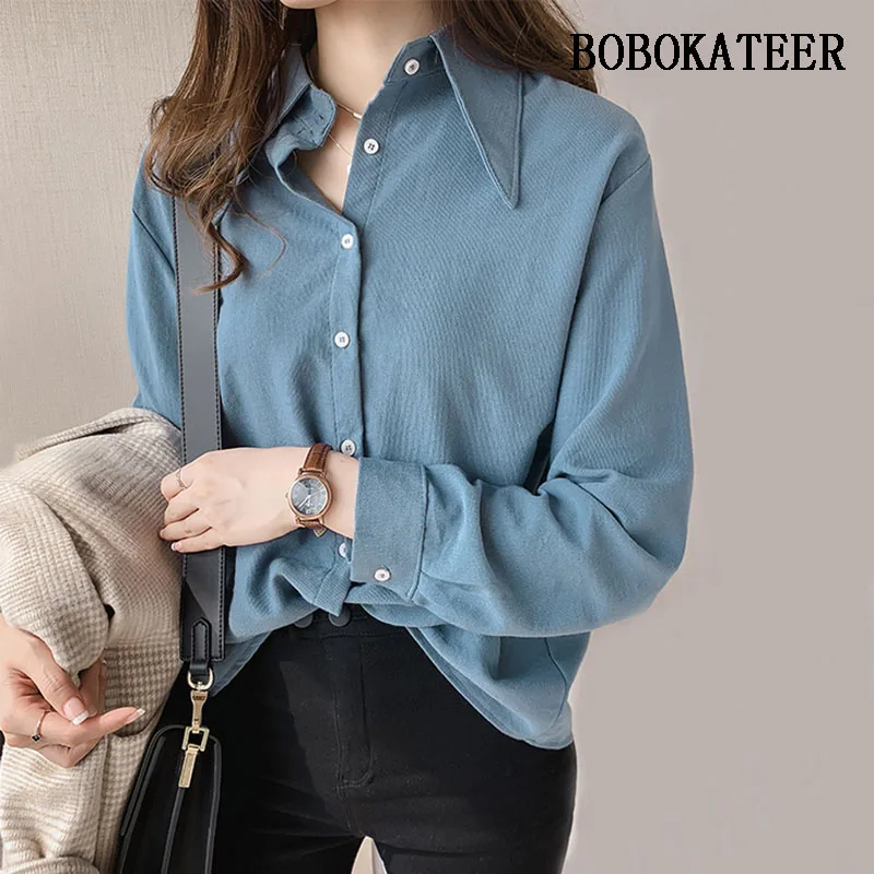 

BOBOKATEER camisa feminina casual chemise femme blusas mujer de moda 2019 loose shirt women tops shirts plus size summer top