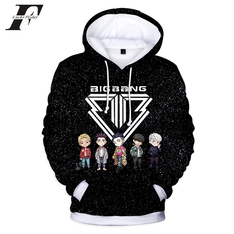 harajuku 3D BIGBANG KPOP толстовки кофты для женщин мужчин одежда с длинным рукавом капюшоном хип хоп топы корректирующие плюс размеры