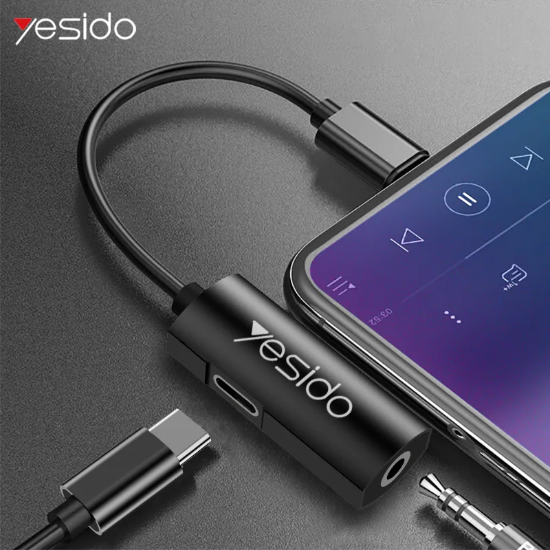 Yesido YAU07 usb type C адаптер для USB C 3,5 мм разъем аудио сплиттер для samsung S9 huawei P30 Pro type C 3,5 мм адаптер для наушников