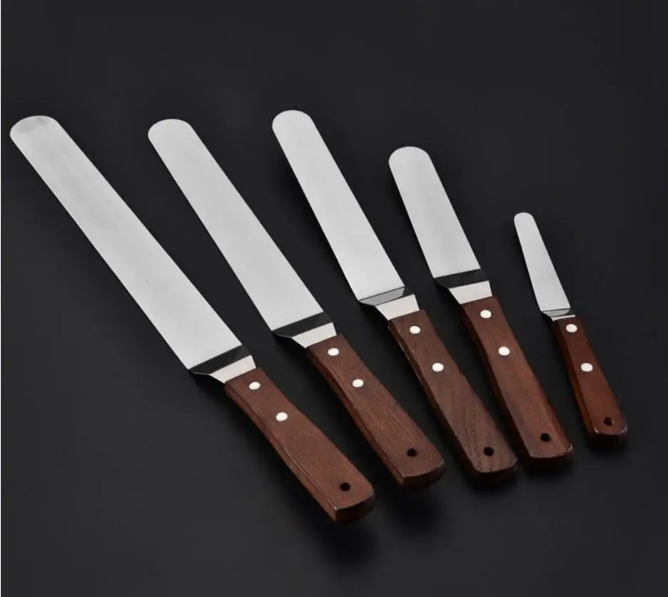 

Stainless Steel Baking Small Tool Wooden Handle Butter Cake Cream Spatula Knife Cake Smoother Icing Frosting Spreader