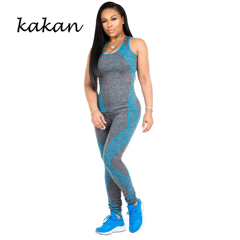 

Kakan new women's fashion jumpsuit two-piece casual print sleeveless vest long jumpsuit suit