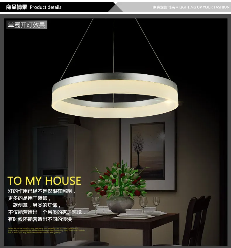 

Modern LED single Ring Pendant Light Acrylic Circle LED Pendant Suspension Light Fixture hotel dinningroom foyer