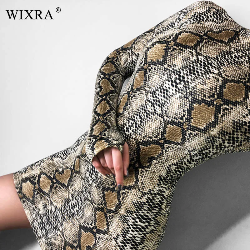 Женское облегающее платье Wixra клубное мини с принтом змеиной кожи и длинным