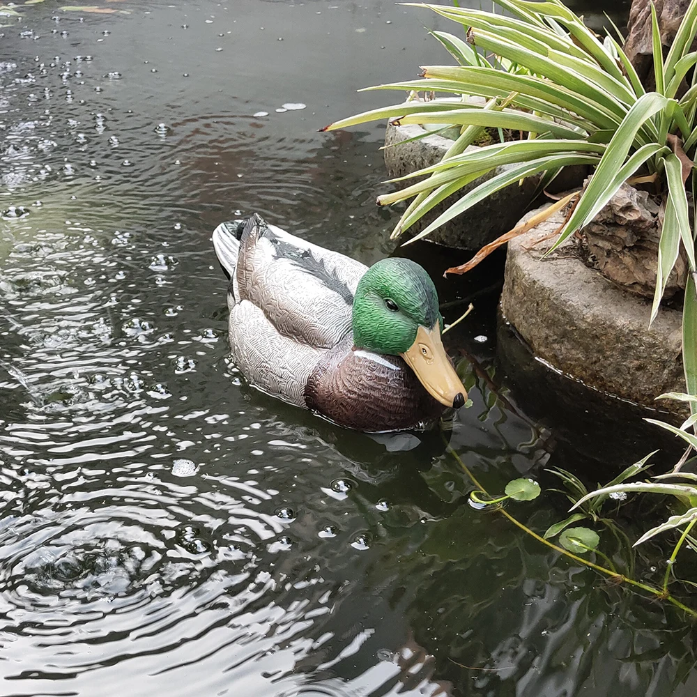 

14 in Mallard Short Head Drake Duck Decoy Duck Hunting Decoys 3D PE Outdoor Floating Duck 1 Pcs Garden Pool Decoration