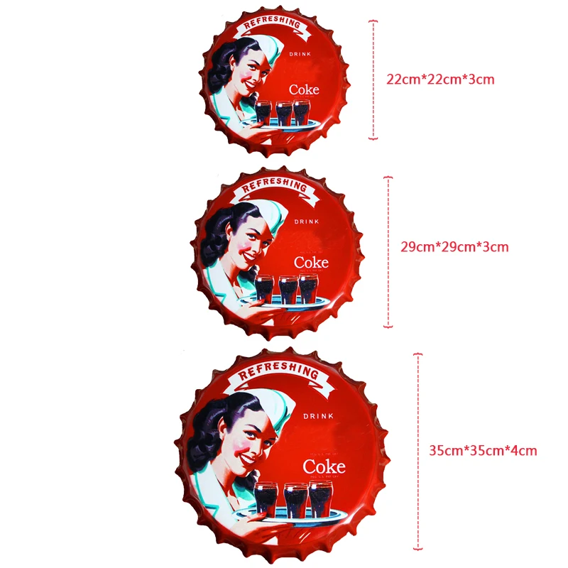 Настенные украшения Ретро жестяная металлическая пивная бутылка колпачки знак плакат табличка Бар Паб Клуб Настенный декор 10*10*1& 22*22*3& 29*29*3& 35*35*4 см