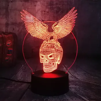 

Cool Novelty Skull Eagle Wings 3D LED Night Light RGB 7 Colors Remote Control USB Multicolor Desk Lamp Home Decor Christmas lamp