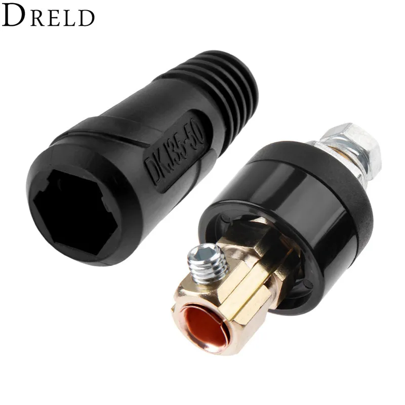 DRELD 1Pair Quick Fitting DKJ35-50 Welding Cable Connector-Plug with DKZ35-50 Connector-Socket for TIG Welding Machine 300A-400A DRELD 1Pair Quick Fitting DKJ35-50 Welding Cable Connector-Plug with DKZ35-50 Connector-Socket for TIG Welding Machine 300A-400A