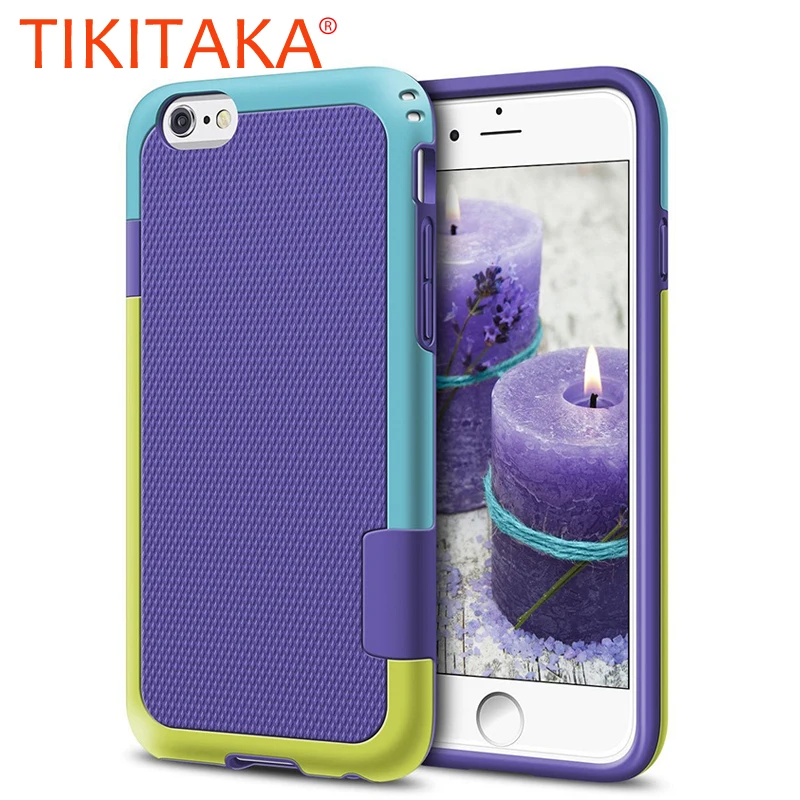 

2 in 1 Stitching Color PC + Silicone Phone Cases for iPhone X 8 7 6S Plus Cover Heavy Hybrid Impact Shockproof Armor Rugged Case