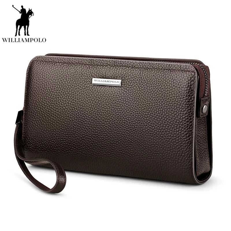 

Williampolo Fashion Brand Genuine Leather Mens Wallet With Lock Cowhide Men Long Zipper Purse Business Male Storage bag PL286