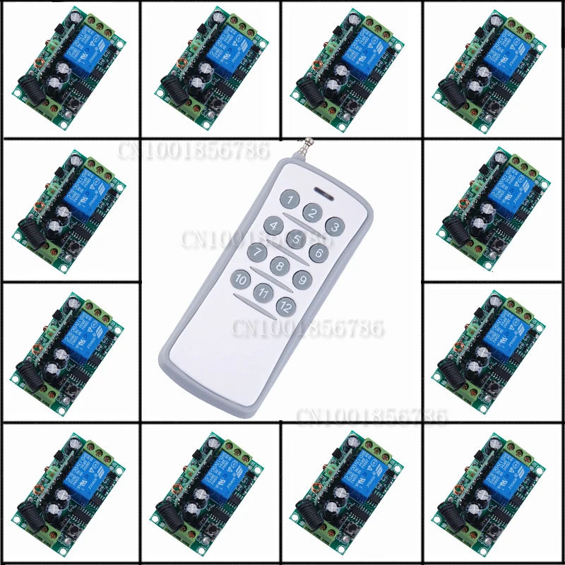 

12CH RF Wireless remote control switch system 1 (controller)transmitter +12 receiver 12V 10A Toogle Momentary