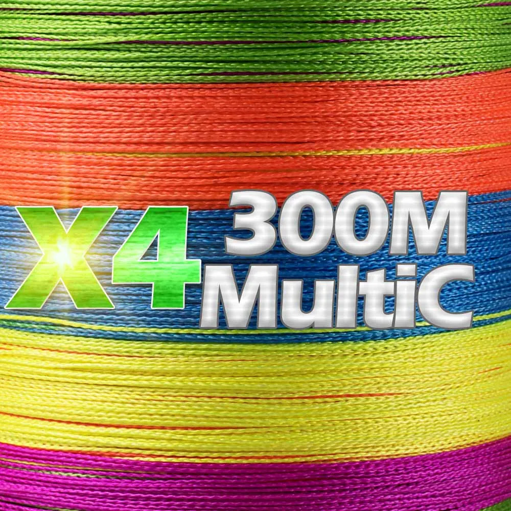 JOSBY 300 м 500 м 1000 м 4 нити 8strands супер прочная леска многоцветный PE плетеная проволока Multifilament супер сильная леска - Цвет: X4-300M-MultiC