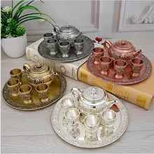 Европейский 6 шт./компл. декоративный металлический Винный Набор Графин для виски кухонные аксессуары чай для одного набора чайный набор с чашками чайные чашки JJ083