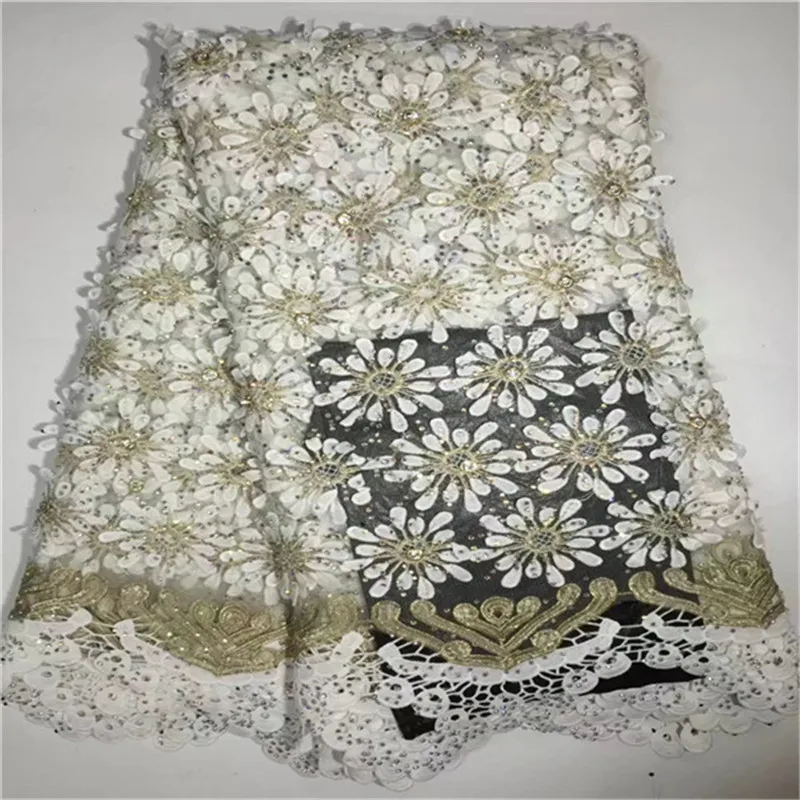 

2019 Newest African Lace Fabric High Quality Lace Nigerian Lace Fabric With Stones Embroidery Tulle French Lace for Women dress