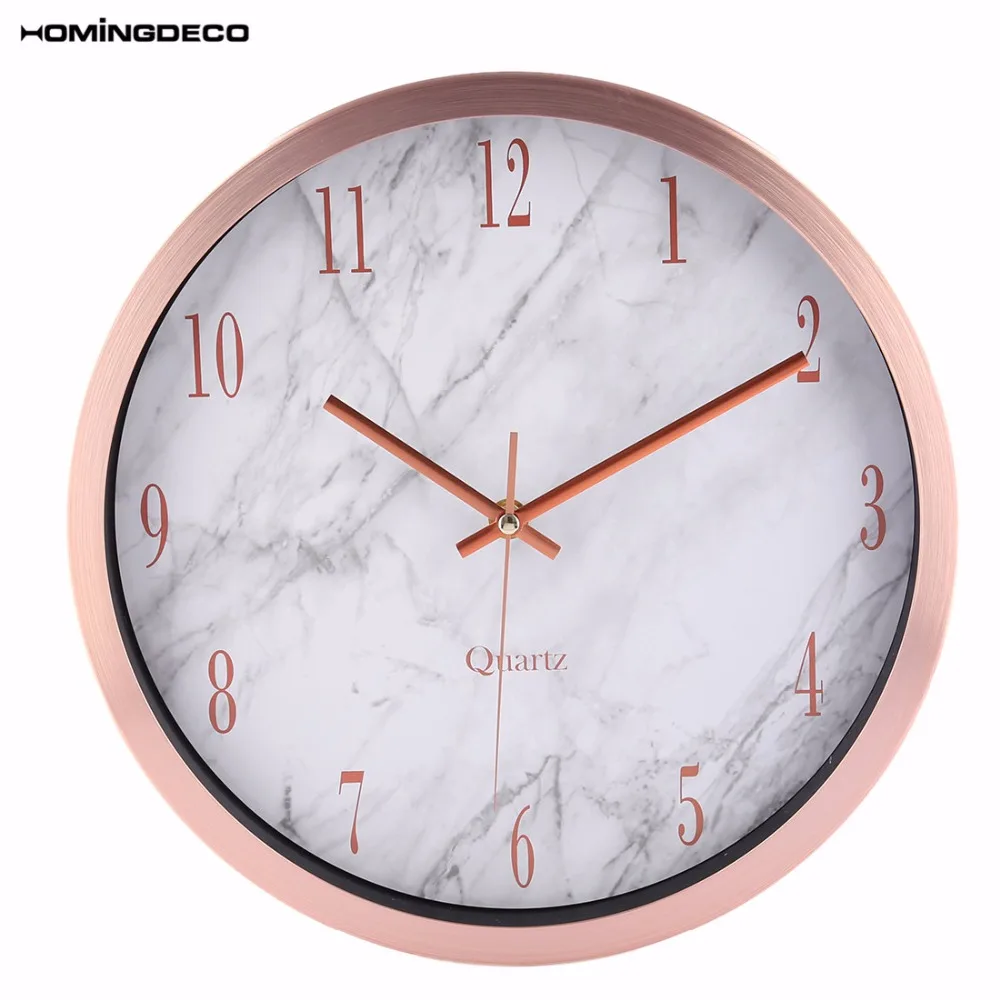 

Homingdeco 12 Inch watch wall clocks silente Round Marbling Household Office Livingroom Mute Hanging Clock Wall Decor