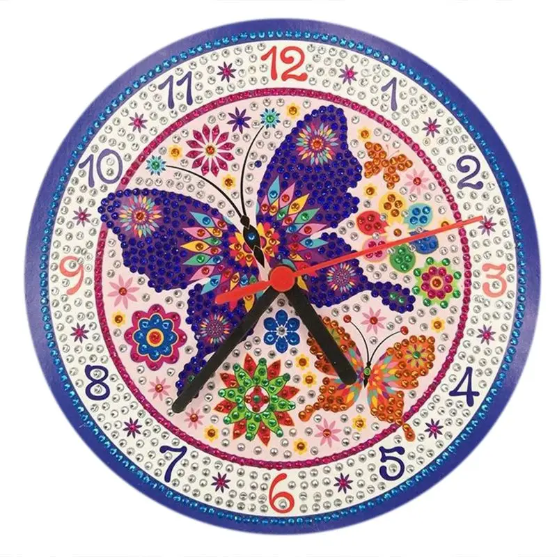 

Purple ButterflyDIY Clock Diamond Painting KitsWall Decor with Colorful DiamondsKids Arts and Crafts Kit Includes ClockMechanism