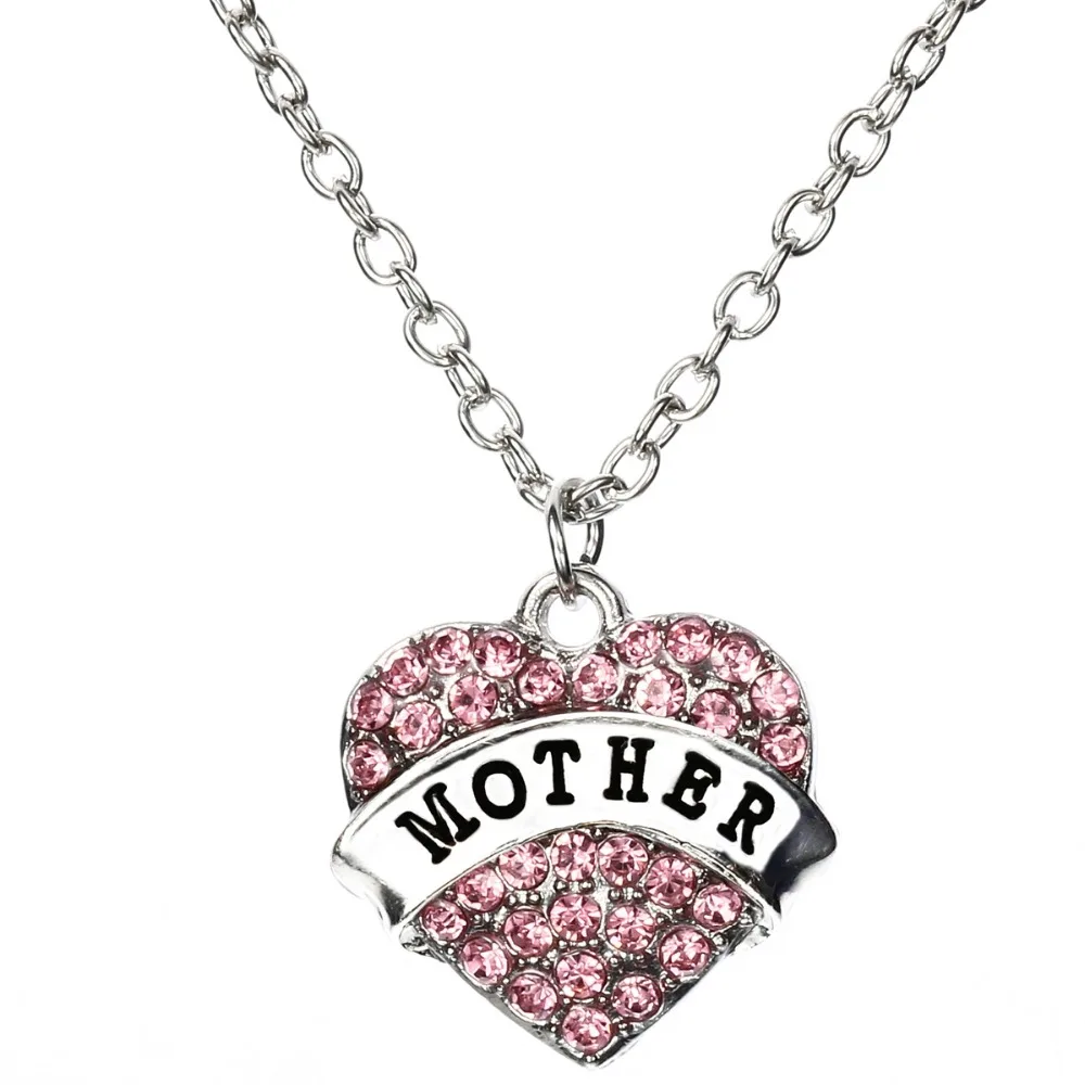 Женская семейная бижутерия украшенная стразами|mother gift|heart crystalnecklace necklace |