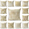 KISVODS Golden Leaves Cushion Cover 45x45cm Linen Decorative Pillow Cover Sofa Bed Pillow Case 1