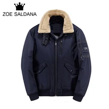 Zoe Saldana Men Parkas 2017 New Arrival Brand Winter Wool Turn-down Jacket Men Fashion Thickening Slim Casual Coat High Quality
