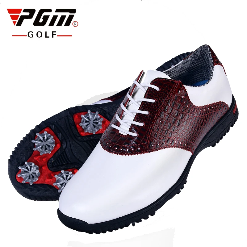 PGM Men Golf Shoes Gentleman Genuine Leather Crocodile Pattern Sneakers Waterproof Sport Shoes